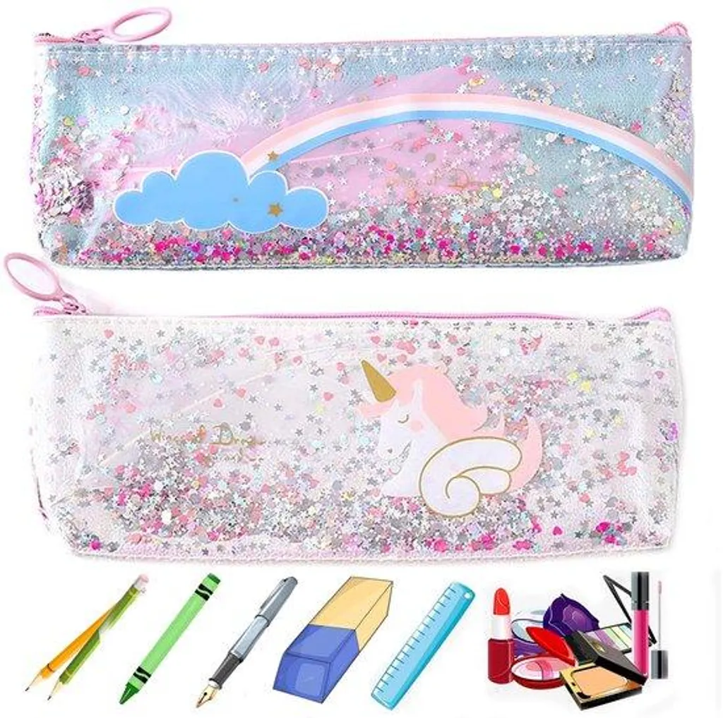 Kit scolaire trousse licorne 2 pièces pour organisation classe fille
