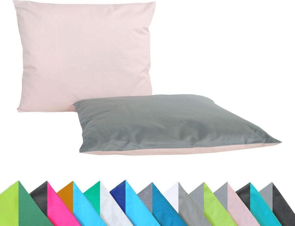JACK 2er Set Wende Outdoor Kissenhülle Kissenbezug 2-farbig 30x50cm Wasserfest Lounge Kissen Garten Stuhl Lotus Effekt, Farbe:Grau - Rosa