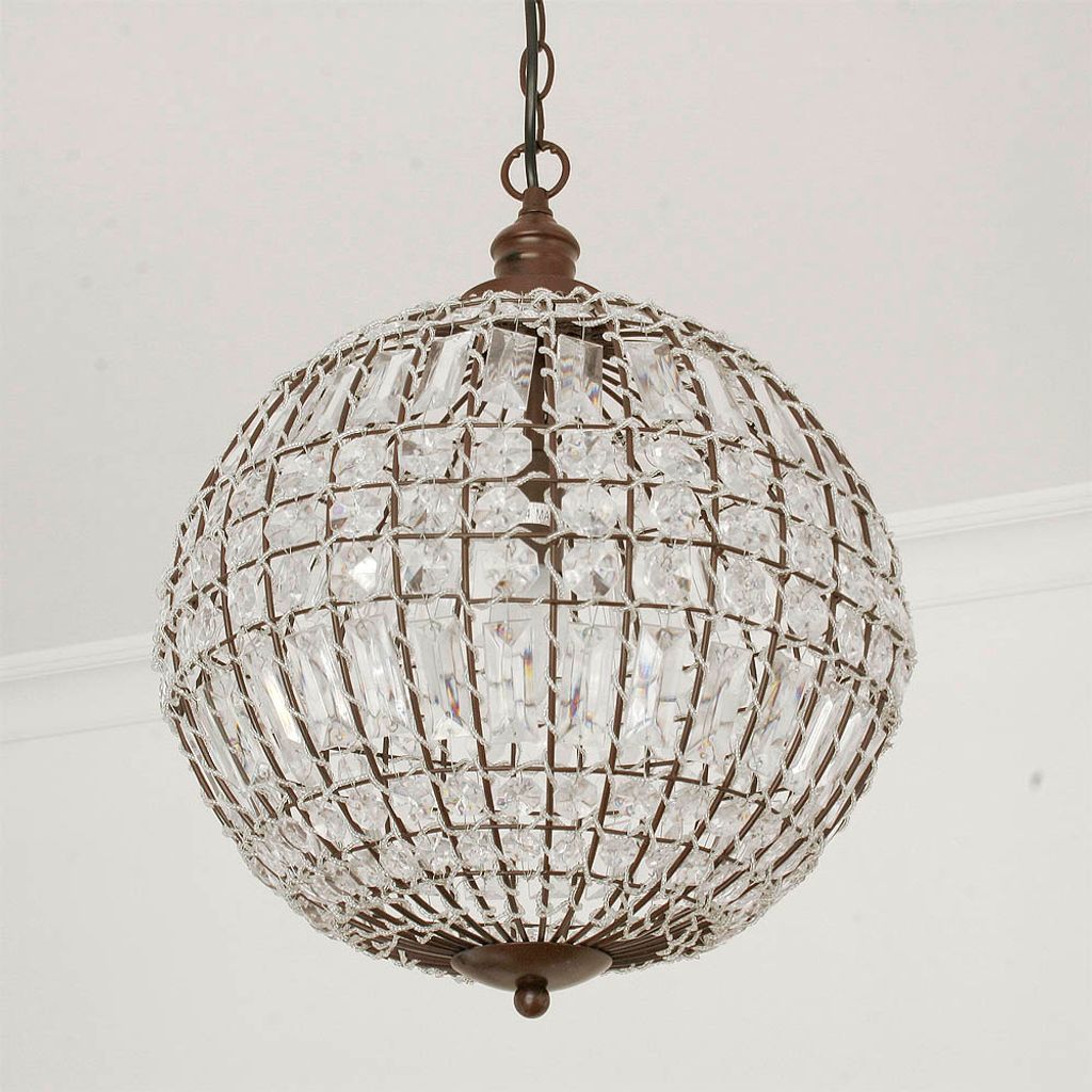 Kugellampe CRISTAL mit Kristallen D34cm antik