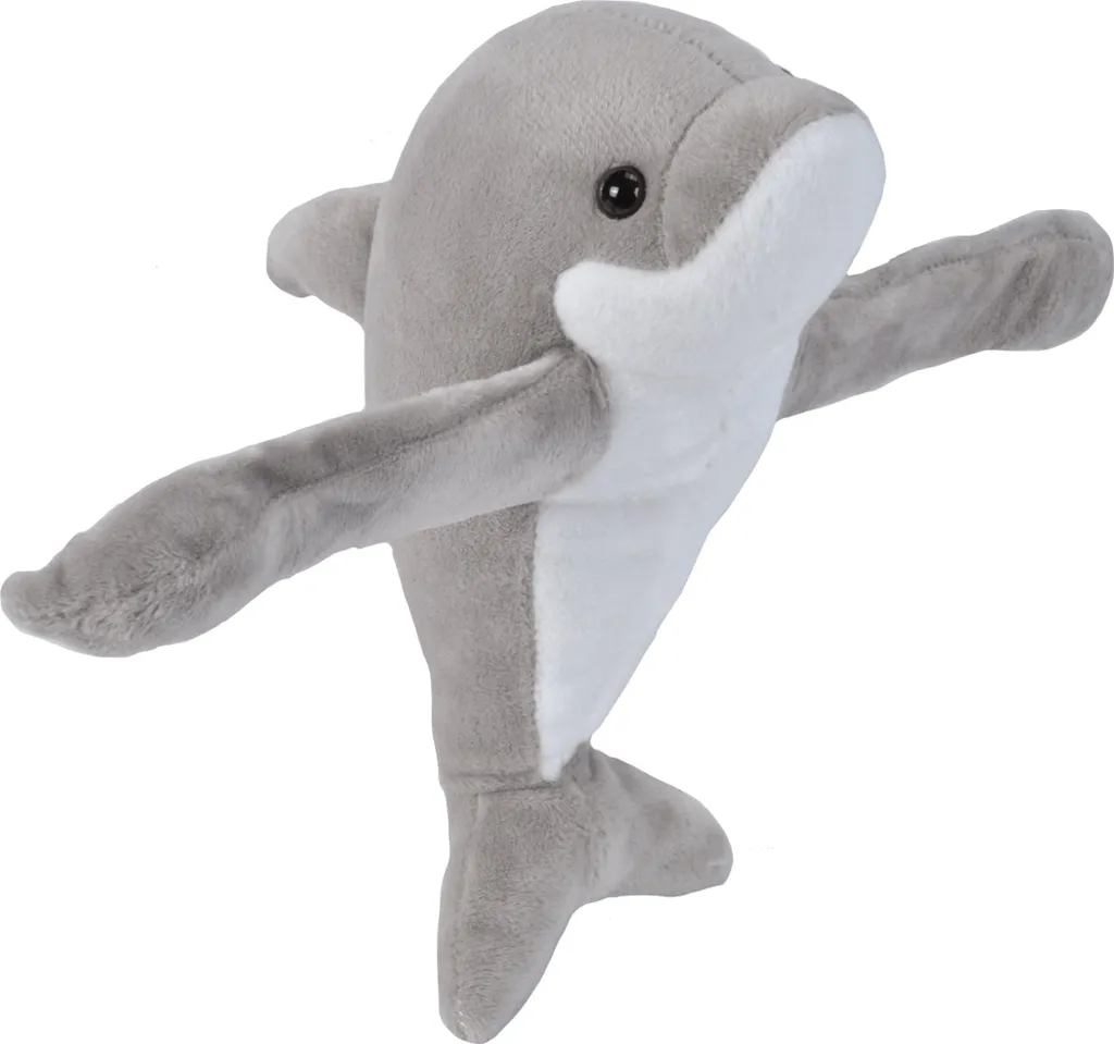 Peluche dauphin junior 20 cm gris doudou nomade facile à emporter partout