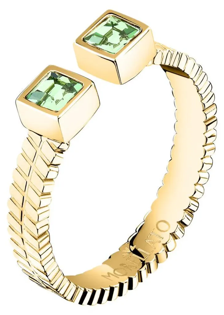 Bague ajustable en plaqué or et cristaux verts pour femme Gioia 58