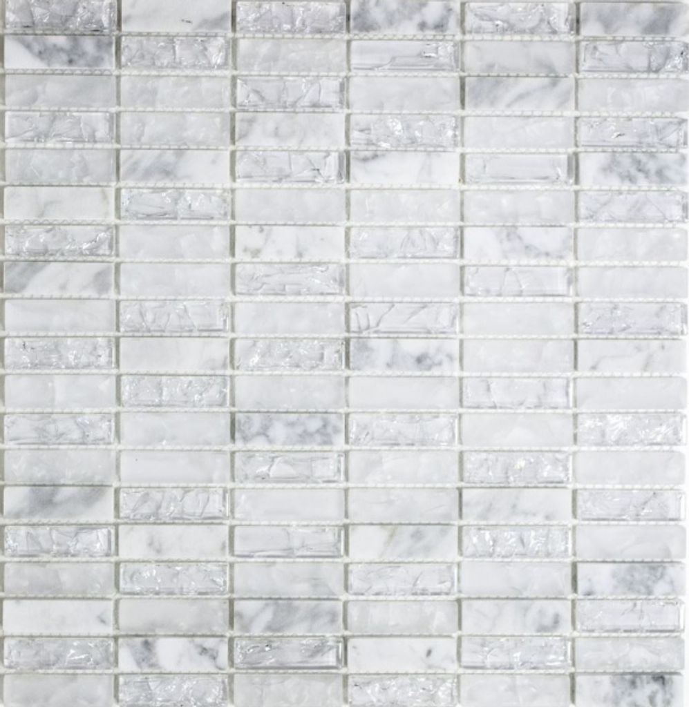 Mosaikfliese Transluzent weiß Stäbchen Glasmosaik Crystal Stein weiß MOS87-s1211_f