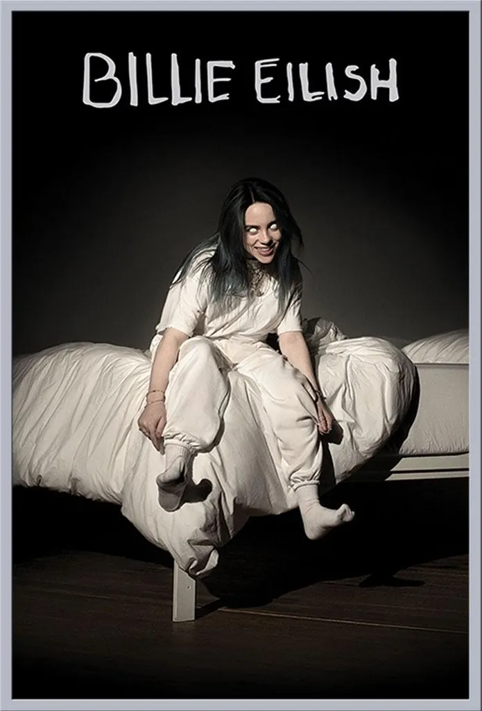 Poster Billie Eilish sous Cadre Incassable Shinsuke Maxi Argenté Pro