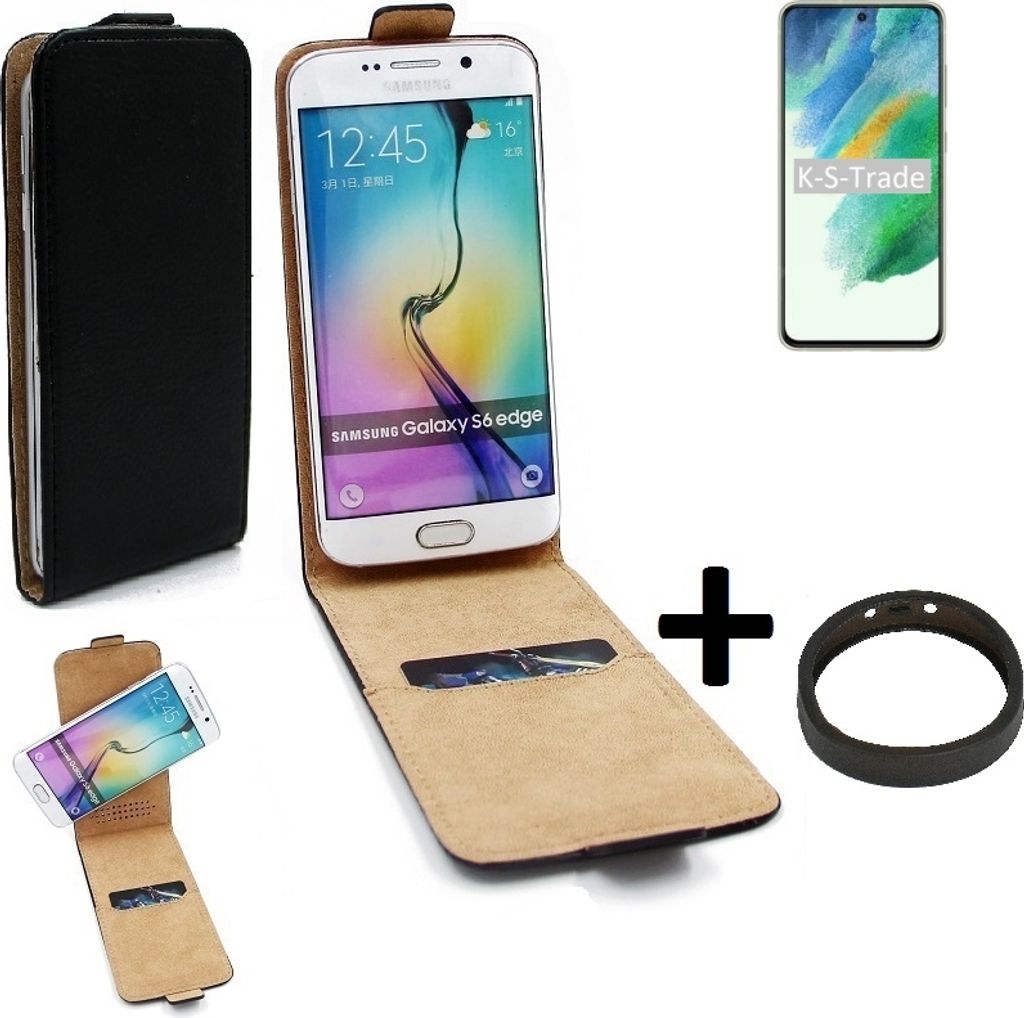 K-S-Trade TOP SET Handyhülle kompatibel mit Samsung Galaxy S21 FE Exynos 360° Flipstyle Schutzhülle Smartphone Tasche schwarz + TPU Bumper, Case