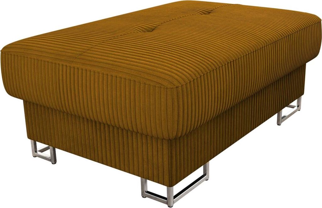 MIRJAN24 Polsterhocker Cotere Cord, Moderne Sitzhocker vom Hersteller, Polstermöbel Kollektion, Metallfüße in der Farbe Silber (Farbe: Poso 01)