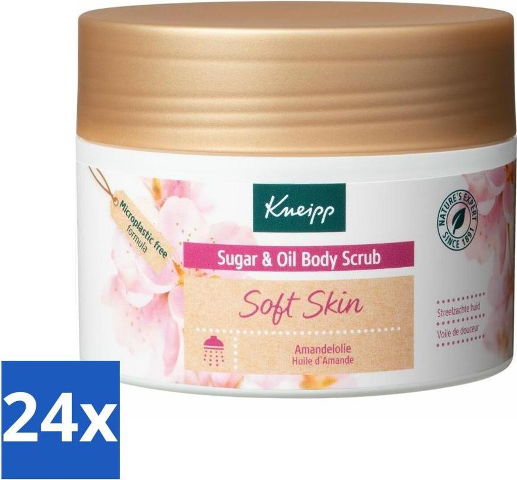 Kneipp - Körperpeeling - Zucker & Öl - Soft Skin - Für trockene und empfindliche Haut - 220 g - Vorteilspack - 24 Stücke