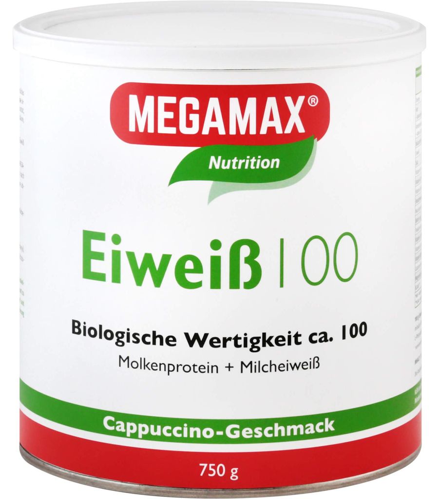 MEGAMAX Nutrition Eiweiß 100 Pulver Cappuccino-Geschmack, 750 g Pulver