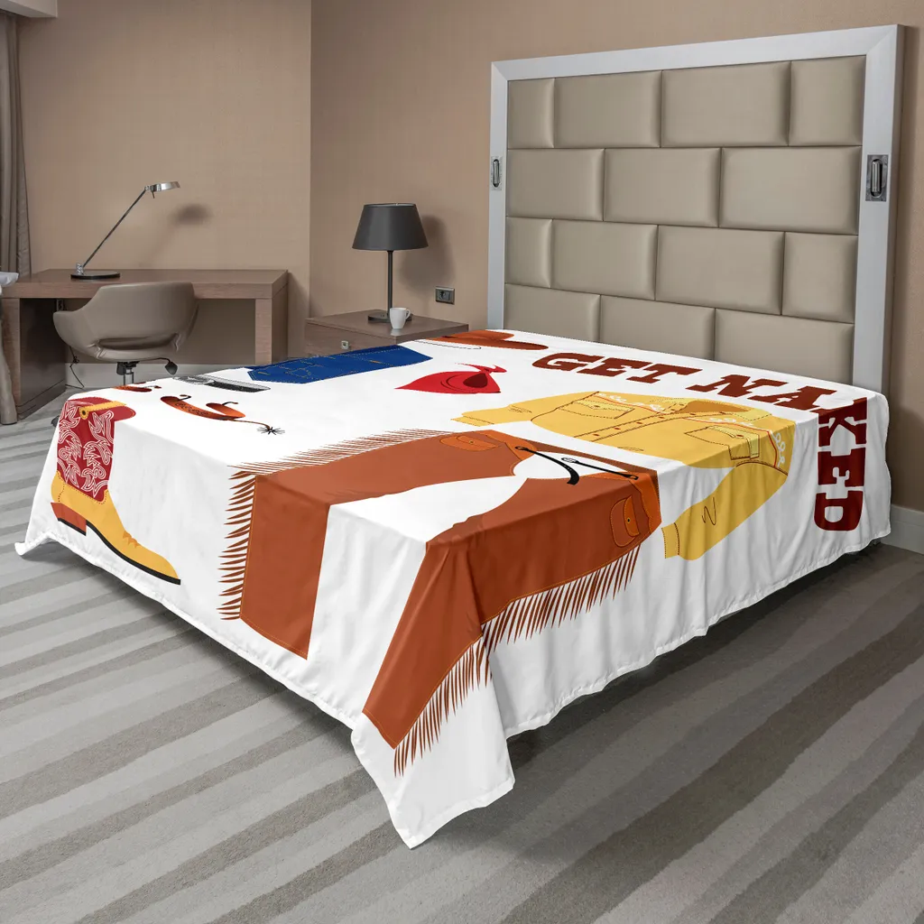 ABAKUHAUS Drap de Lit Cowboy Style Cartoon 260x228 cm Multicolore