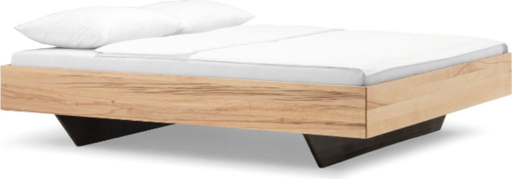 Dico Wildeiche Massivholz Bettrahmen Cloud 003.27 ohne Kopfteil, durchgehende Lamelle, Schwebeoptik, Größe: 180x210 cm
