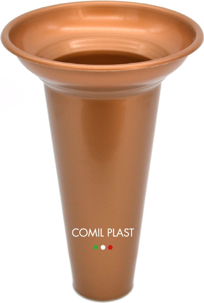 Comil Plast | Innenblumenhalter aus Kunststoff für Friedhofsvase Kupferfarbe | Durchmesser 12,6 cm, Höhe 18,7 cm., 19