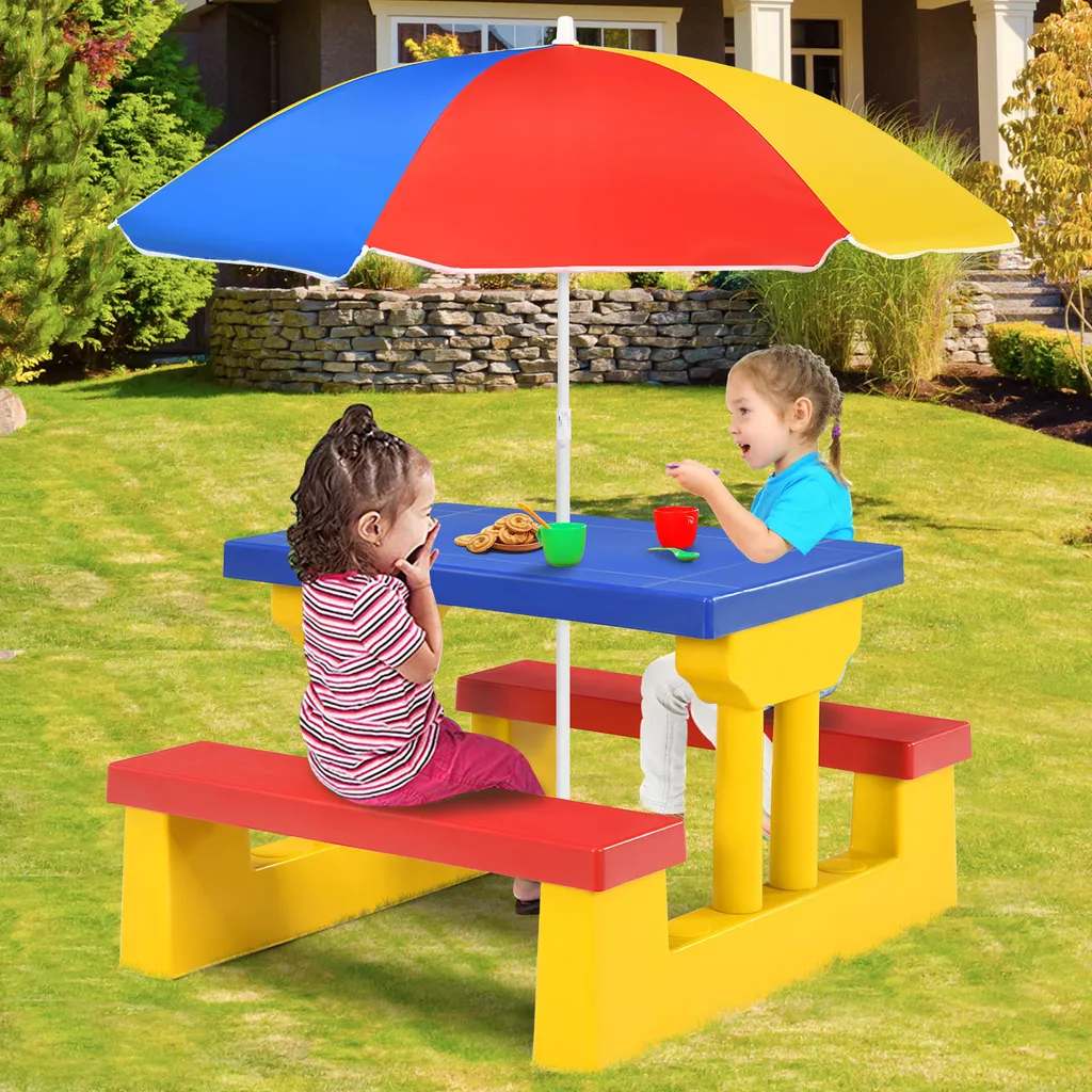 Offerta COSTWAY Set Tavolo e Panche Bambini Giallo | Prezzo Shock - 2