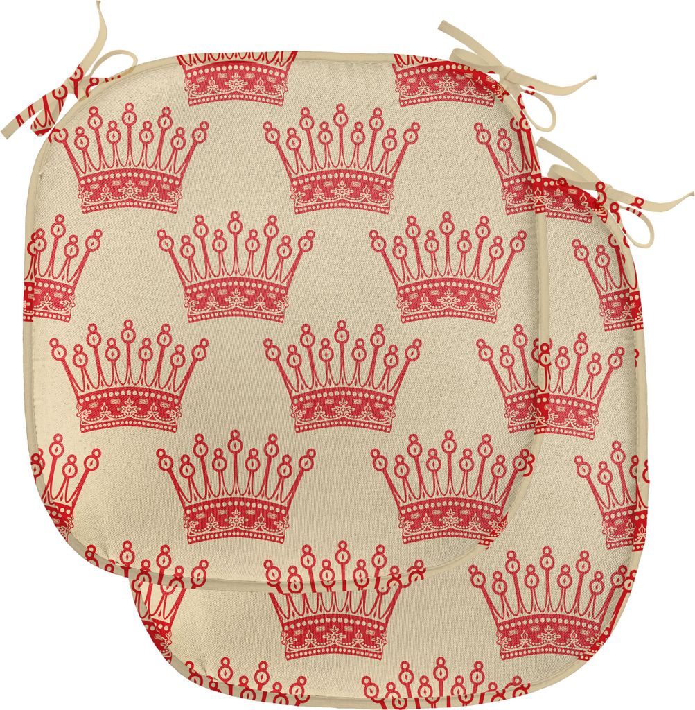 ABAKUHAUS Königin Polster für Esszimmerstühle, Vintage Red Crown Pattern, Dekoratives wasserfestes Kissen mit Riemen für Küchensitze, 40 cm x ...
