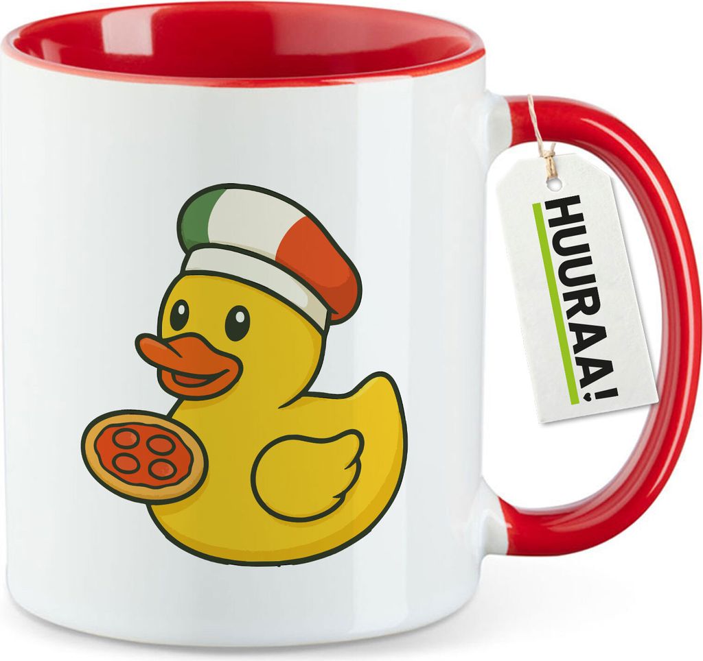 Huuraa Kaffeetasse Quietscheente Italien Gummiente Italiener 330ml Rot Keramik Kaffeebecher Geschenkidee