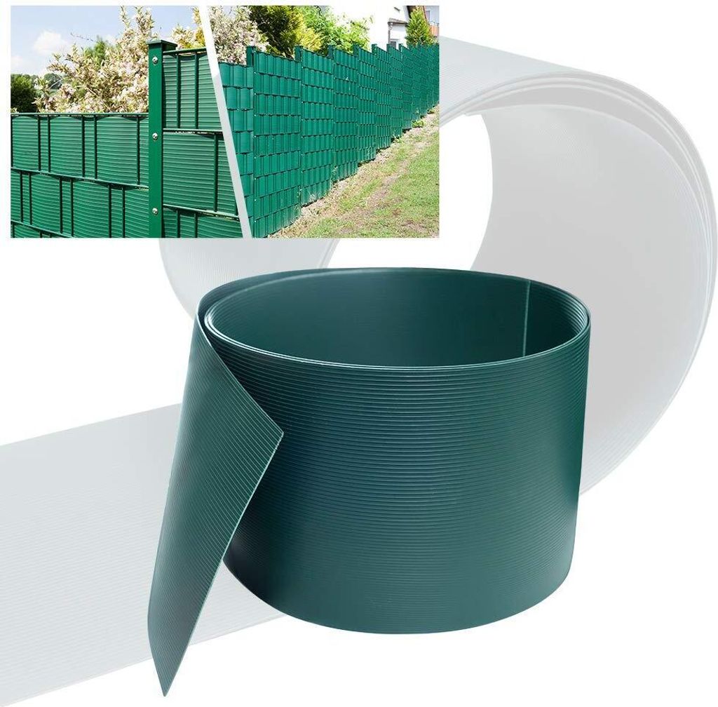Sessamen-LP 10x Sichtschutzstreifen Hart PVC für doppelstabmatten - Sichtschutz balkon gartenzaun Anthrazit,25m x 19cm (Grün)