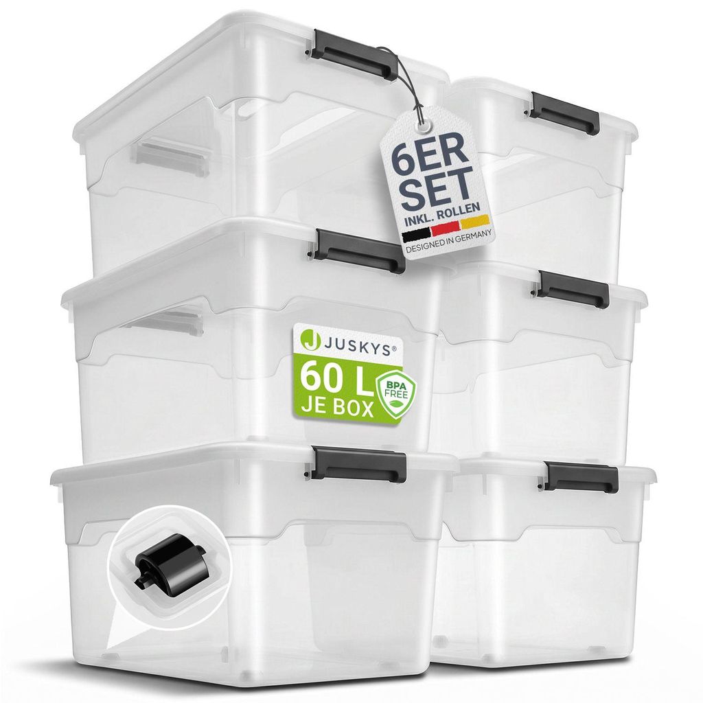 Juskys Aufbewahrungsbox mit Deckel - 6er Set Kunststoff Produktbild 
