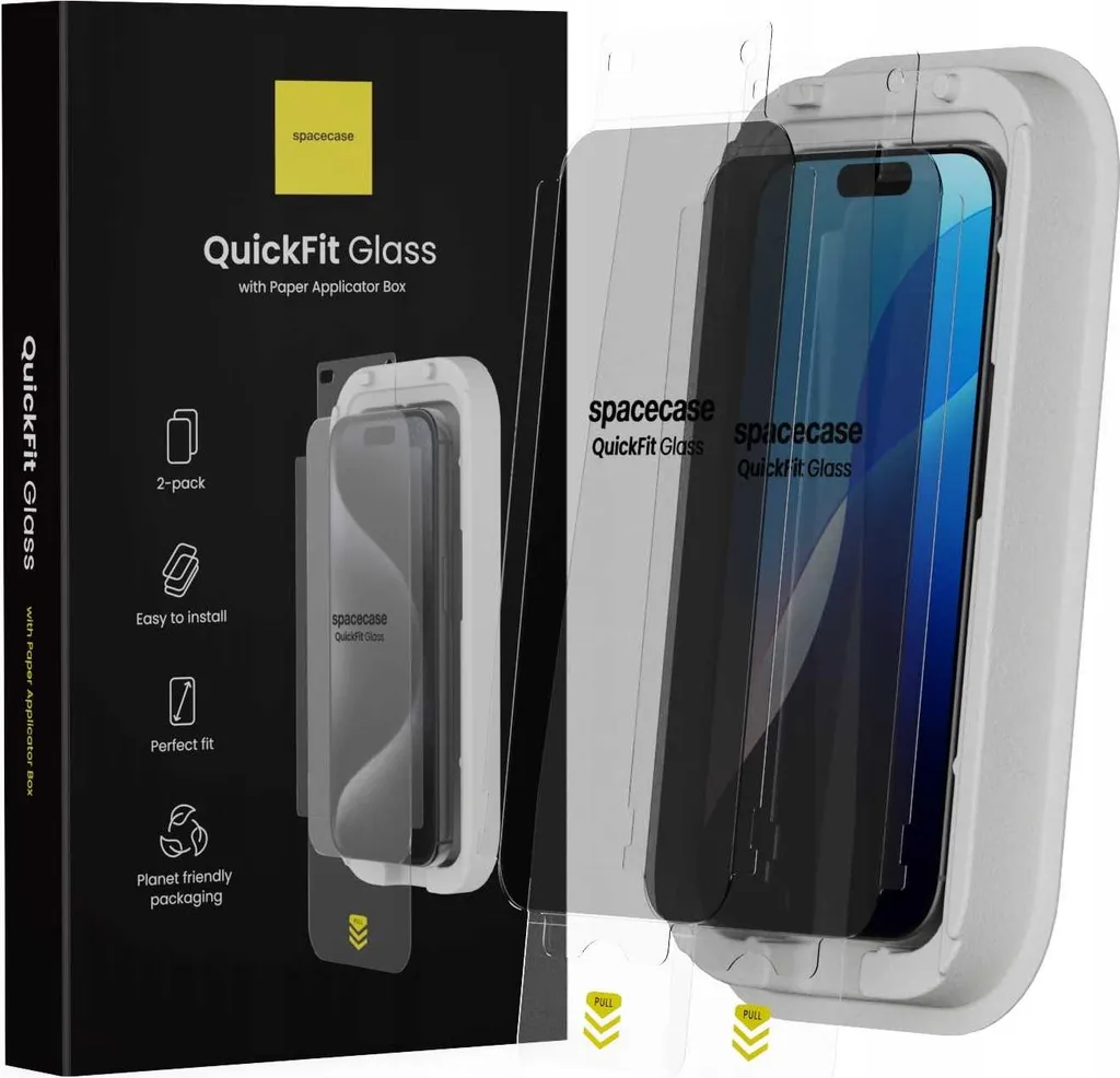Vetro Temperato Privacy iPhone 16 Pro Max SPACECASE - QuickFit Kit 2x