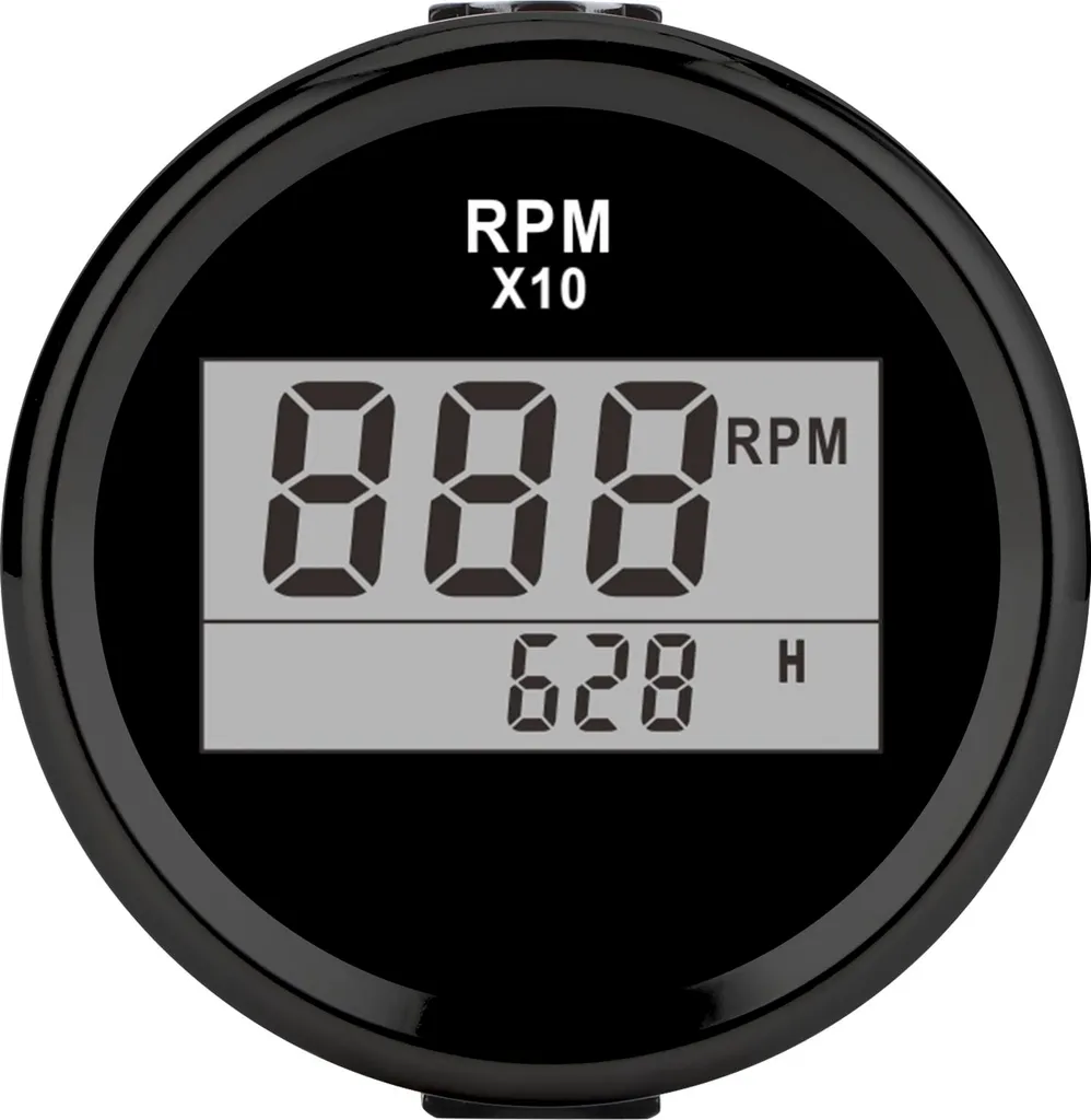 Tachymètre Numérique 0-9990 RPM 52mm IP67 Étanche avec Écran LCD 12V 24V
