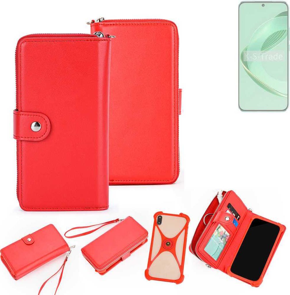 K-S-Trade 2in1 Schutzhülle Portemonnee Handyhülle mit Bumper kompatibel mit Huawei nova 11 Hülle Case Etui Geldbörse Smartphone rot (1x)