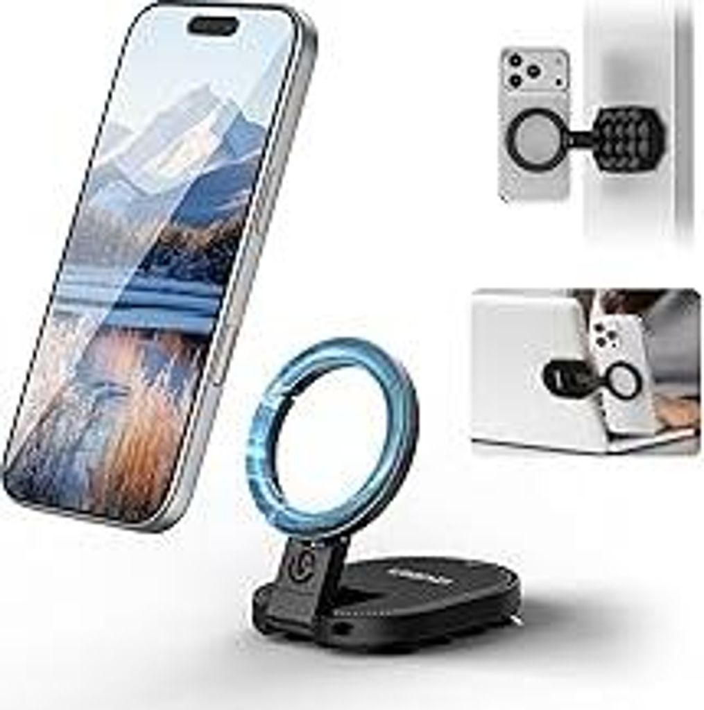 ULANZI MA39 Handy Saugnapf Halterung, Magnet Handyhalterung mit MagLock Karabinerhaken, 360° drehbare, Aluminium, Kompatibel mit iPhone 17/16/15/1...