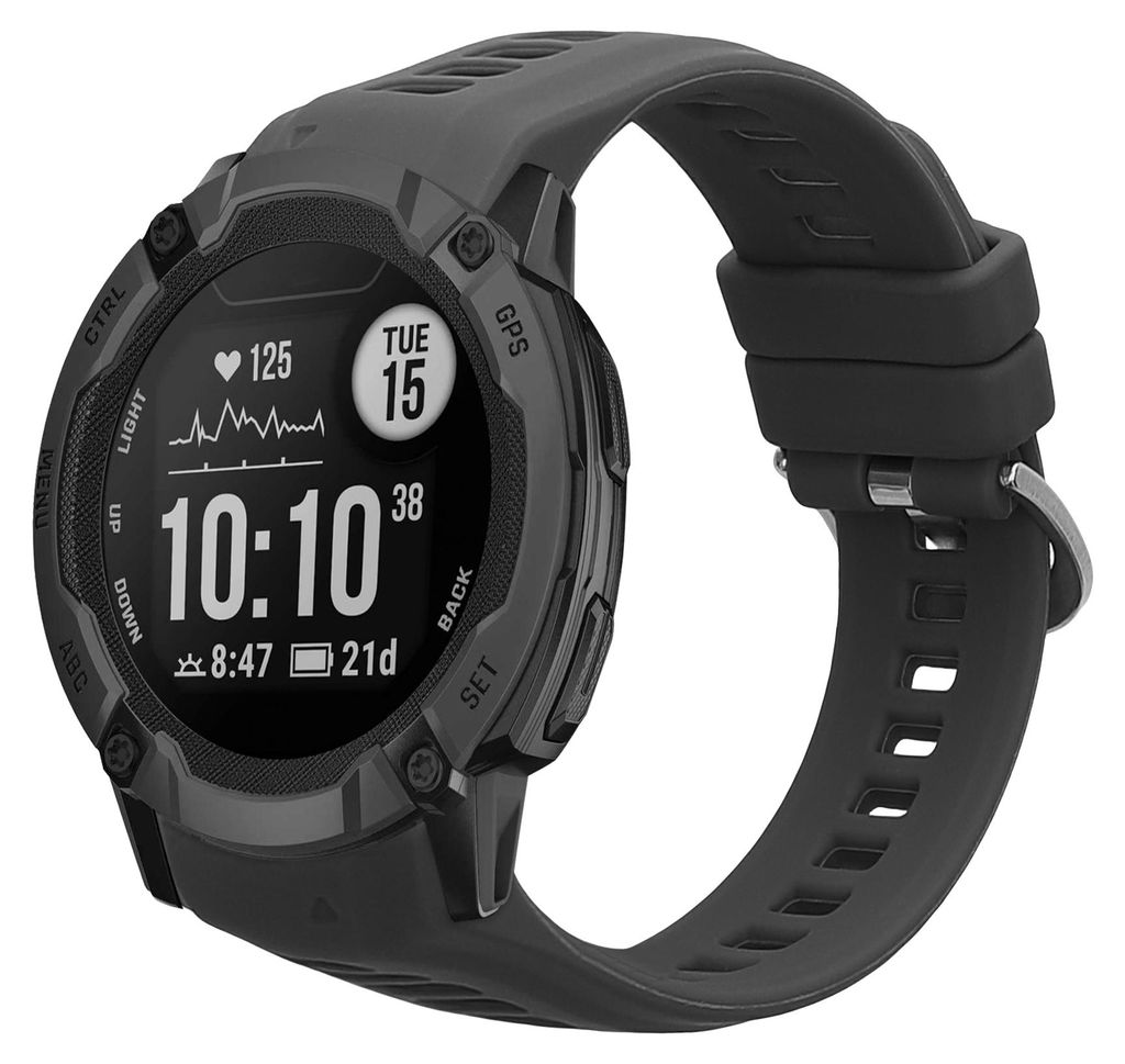 kwmobile Silikon Uhrenarmband für Garmin Instinct 2S Armband - Ersatzarmband für Fitnesstracker - Wechselarmband Smartwatch - Grau