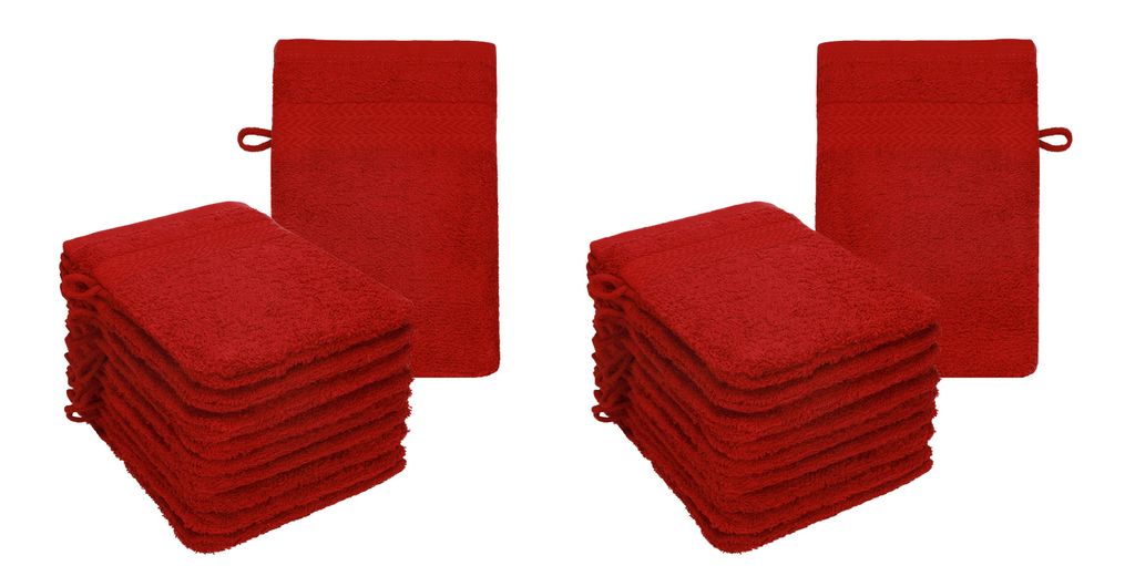 Betz 20 Stück Waschhandschuhe PREMIUM Größe 16x21 cm 100% Baumwolle rubinrot 