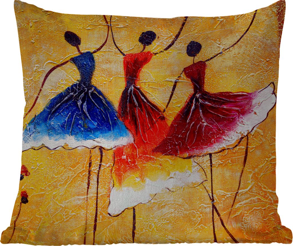 MuchoWow Outdoor Kissen - Gemälde - Frauen - Kleid - Öl - 40x40 cm - Wetterfest - Lounge Kissen - Kopfkissen - Interieur - Polster mit Bild
