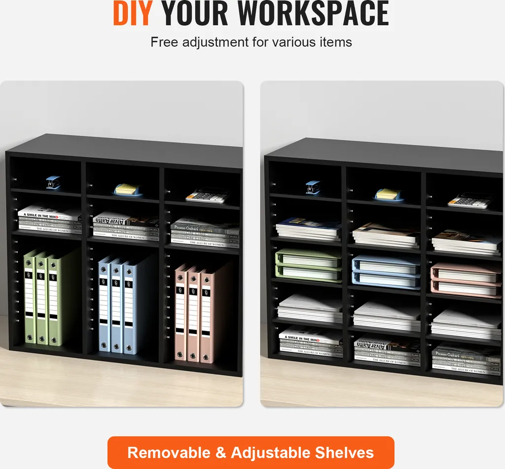 Organiseur de bureau bois 24 cases, trieur dossiers pour courrier - 5