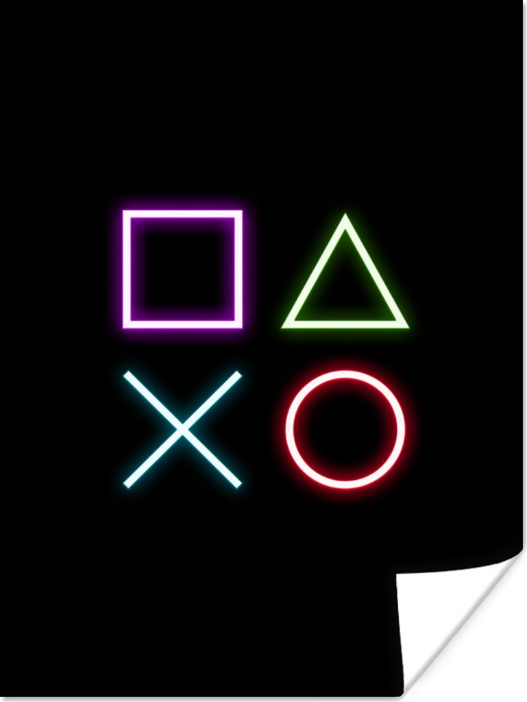 MuchoWow Poster Gaming - Neon - Konsole - Schwarz - Controller - Gaming 60x80 cm - Schlafzimmer Dekoration