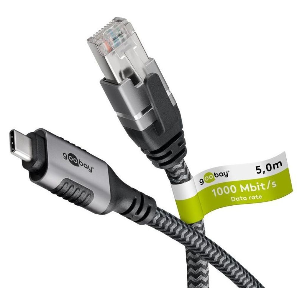 Goobay Ethernet-Kabel USB-C 3.1 auf RJ45, 5 m, verbindet Produktbild 