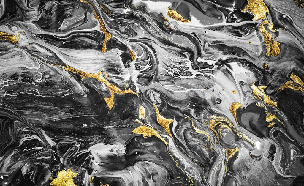 Vlies Fototapete Marmor (254x184cm - 2 Bahnen) gold schwarz Mauer Steinopik Steinwand Wohnzimmer Schlafzimmer Wandtapete Modern Tapete Latexdruck U...