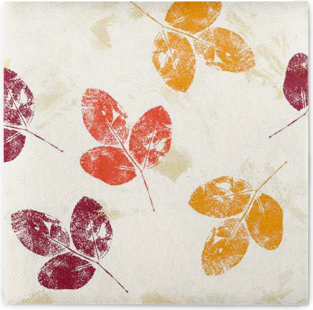 Sovie HOME Serviette Jola in Creme aus Linclass Airlaid 40 x 40 cm, 12 Stück - Herbst Blätter Laub