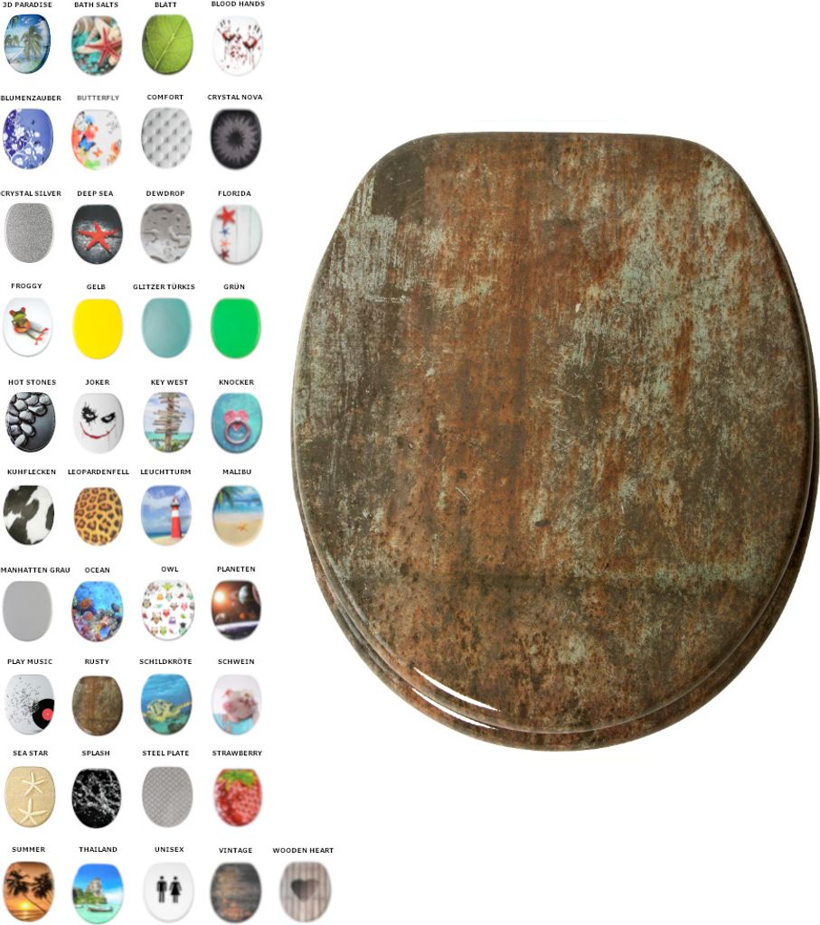 SANILO WC-Sitz mit Absenkautomatik Rusty, Toilettendeckel direkt vom Hersteller, Klodeckel, Klobrille, WC Deckel, Toilettensitz, Toilettenbrille