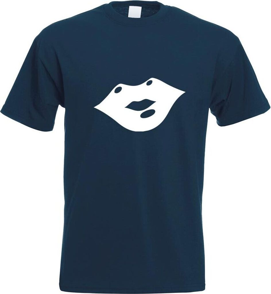 Kiwistar - T-Shirt - Navy - Kussmund Motiv Bedruckt Funshirt Design Print - mit Motiv Bedruckt - Funshirt Design - Sport - Freizeit - Herren - XXL