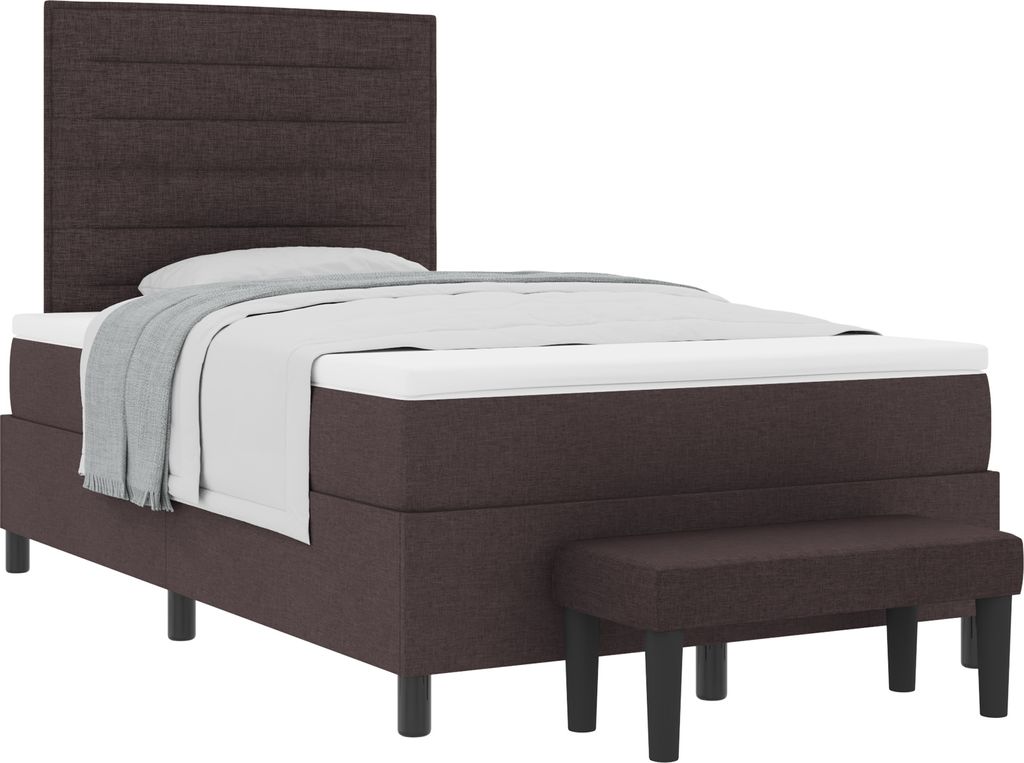 Möbel Bettrahmen, Boxspringbett mit Matratze & Bank Dunkelbraun 120x200 cm Stoff - Klassische Betten Neu61679