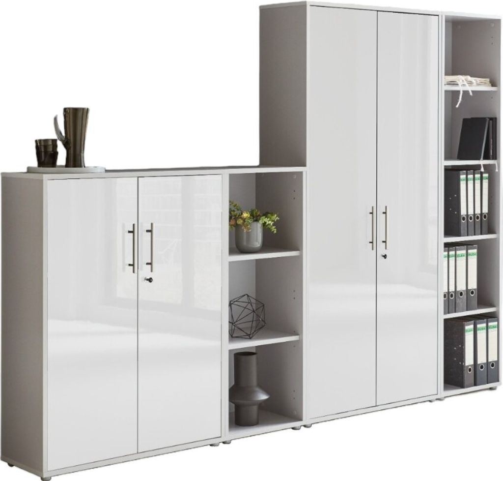 Aktenschrank TABOR 4 in lichtgrau / weiß Hochglanz, Produktbild 