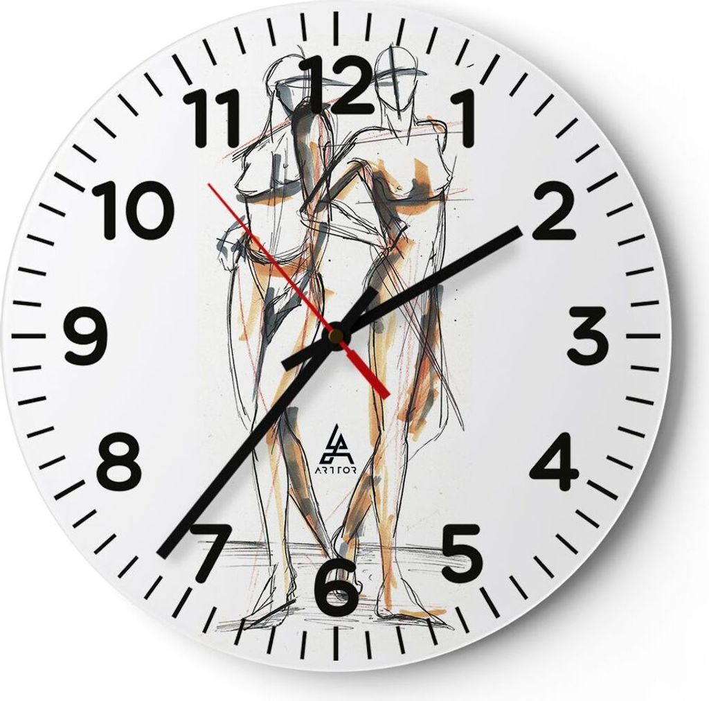 Wanduhr - Rund - Glasuhr - Zeichnen Design Mode - 40x40cm - Schleichendes Uhrwerk - Lautlos - zum Aufhängen bereit - Dekoration Modern - Wanddekor...