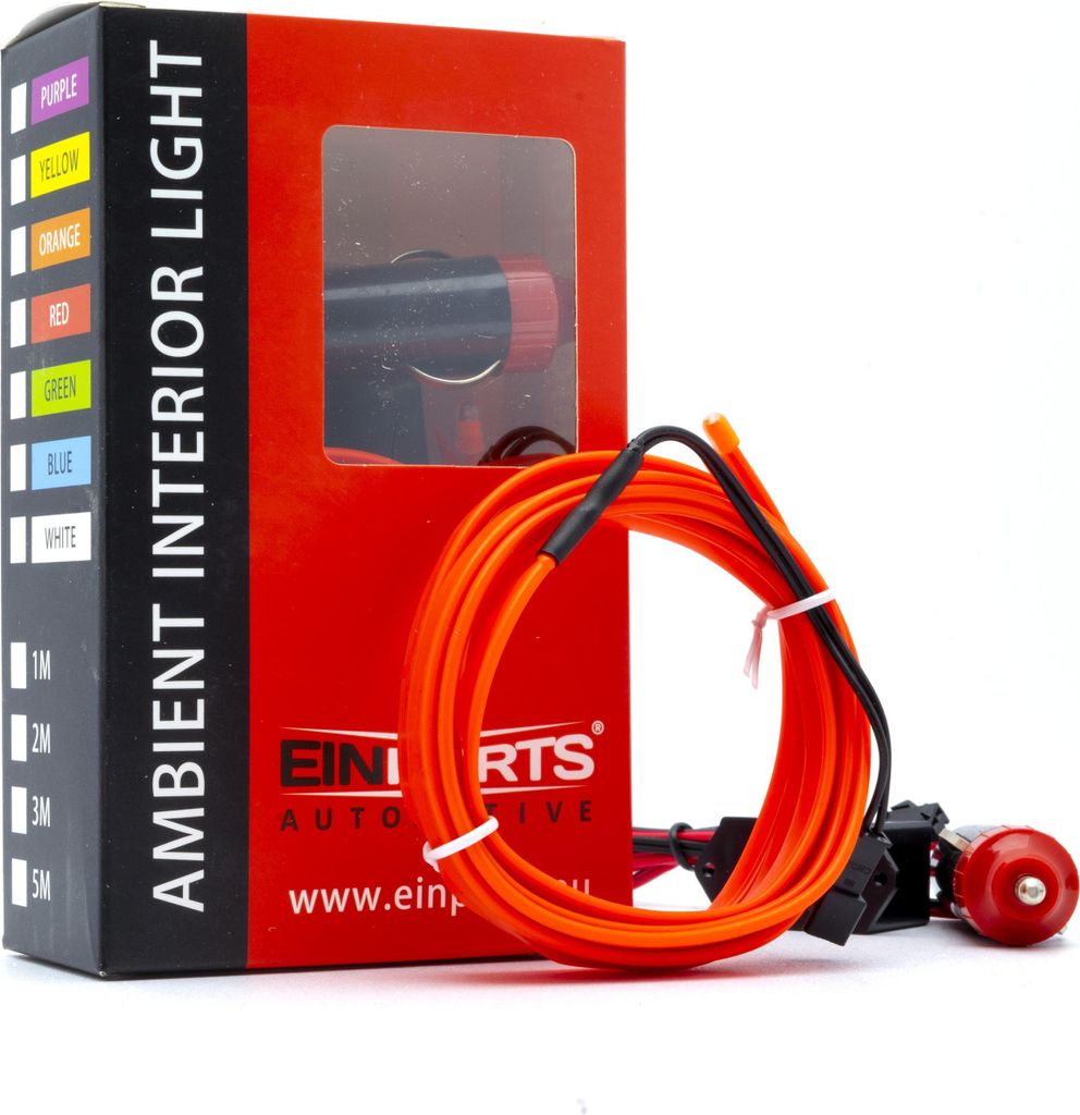 LED Auto Lichtleiter Umgebungslicht 12V Rot 2 Meter
