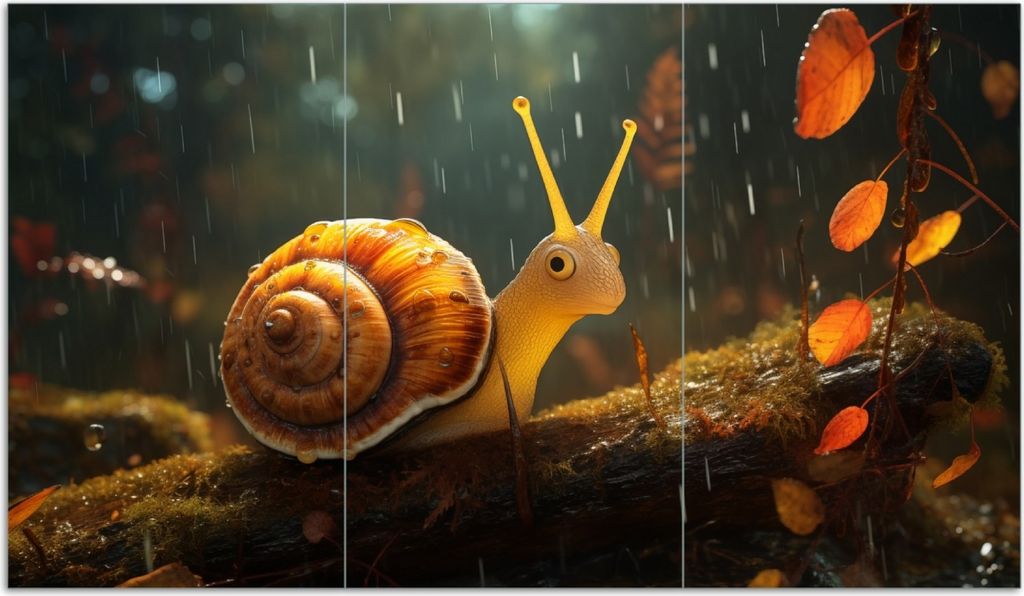 Wallario Herdabdeckplatte aus Glas, Größe 90 x 52 cm 3-teilig, Motiv Snail on Tree