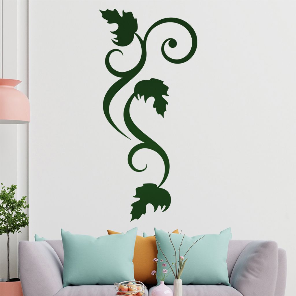 Blätter - Linien Wandtattoo in 6 Größen - Wandaufkleber Wall Sticker - Dekoration, Küche, Wohnzimmer, Schlafzimmer, Badezimmer