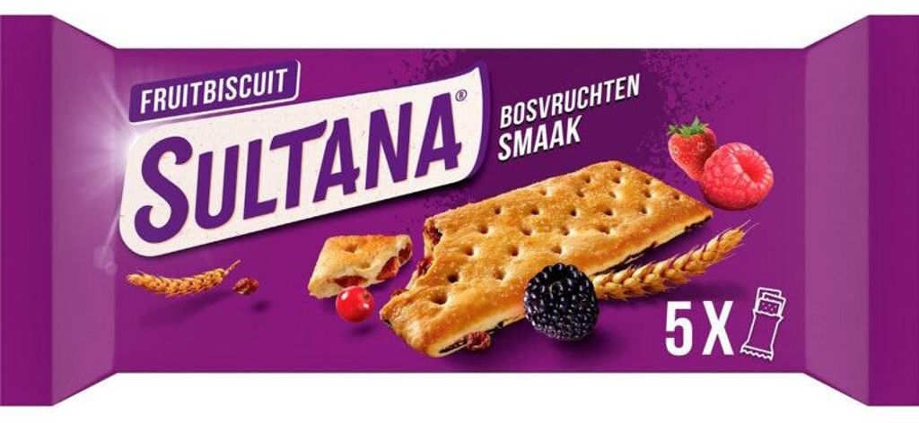 Sultana Fruitbiscuit Bosvruchten 218g – Knuspriger Produktbild 