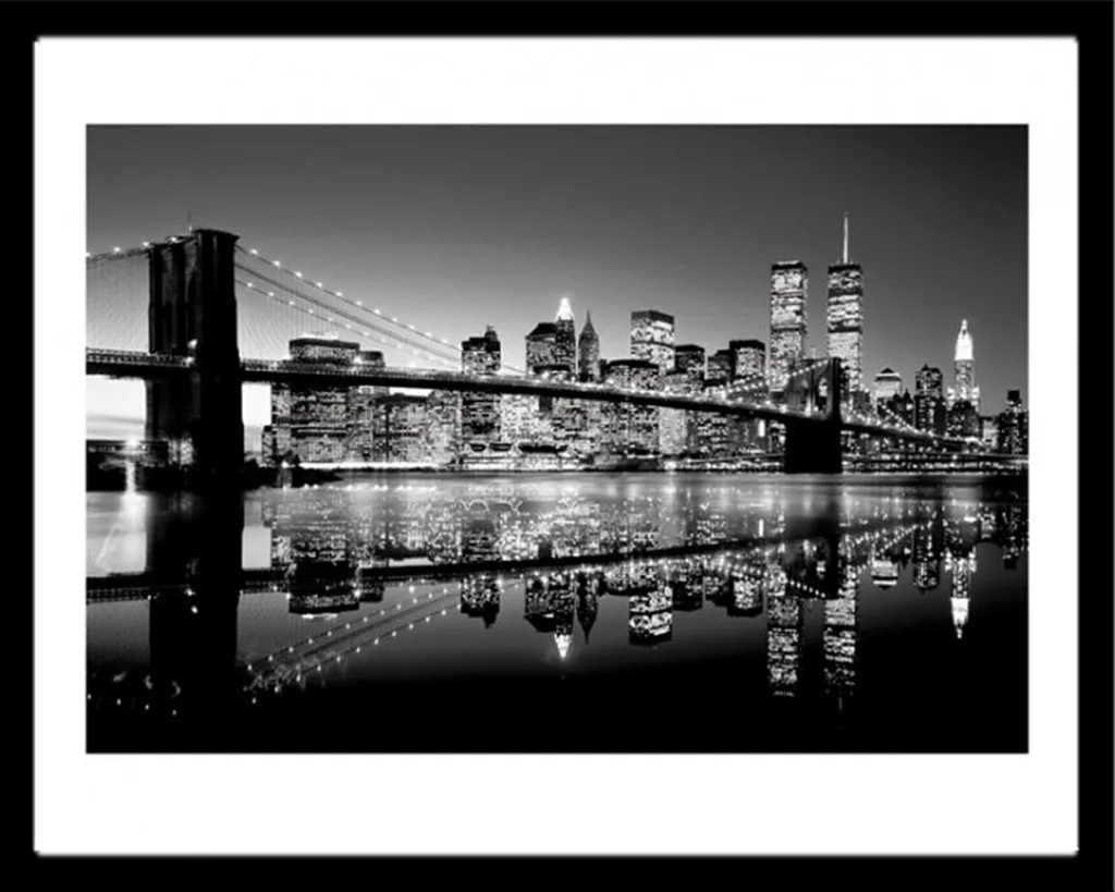 Cadre Photo Brooklyn Bridge Shinsuke® B&W - Design MDF Noir et Verre Acrylique