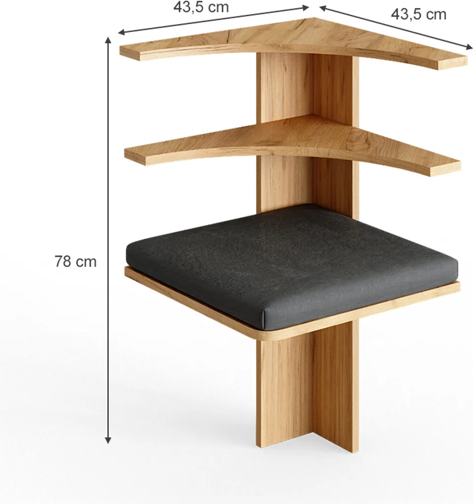 Banc d'angle compact Vicco Roman en bois chêne doré, format 43x43 cm