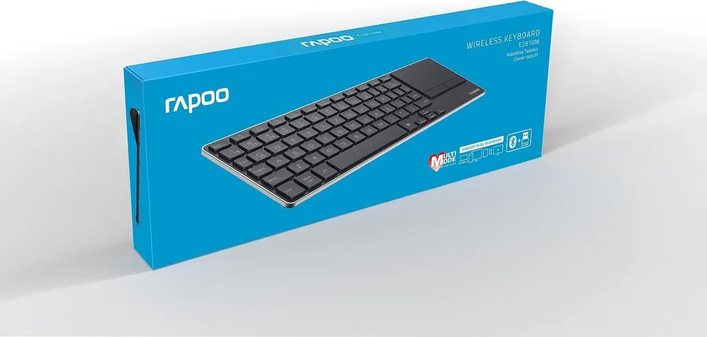 RAPOO E2810M : Clavier multimédia fin, sans fil, métal, noir, QWERTZ
