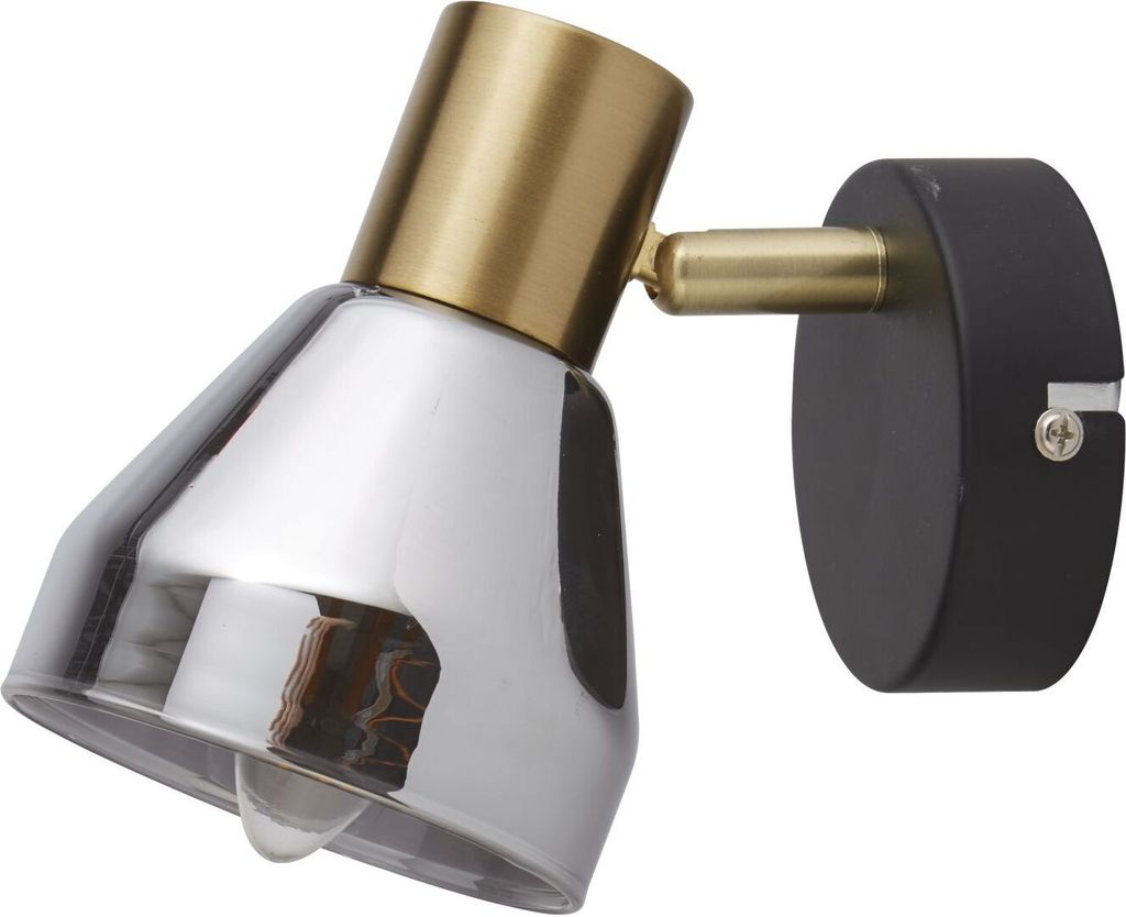 Deckenstrahler Metall Rauchglas E14 verstellbar in Schwarz Rauchgrau Messing matt Retro Design Wandspot