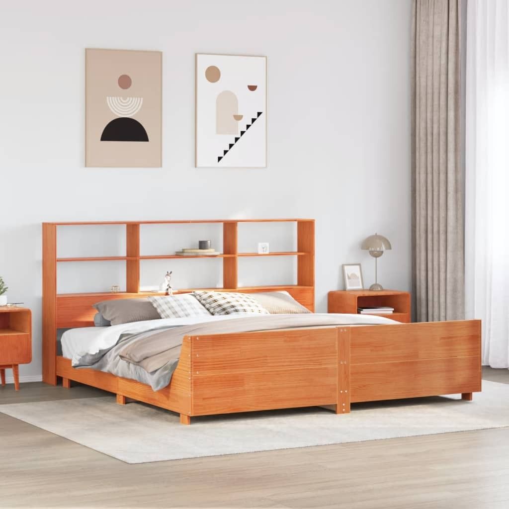 Maison Exclusive - Massivholzbett ohne Matratze Wachsbraun 200x200 Kiefernholz