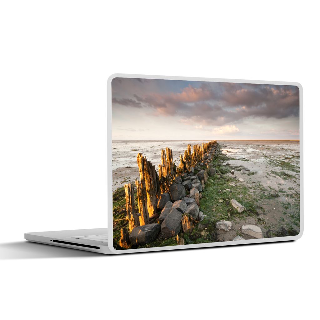MuchoWow Laptop Aufkleber Sticker Cover Meer - Steine - Niederlande 40x30 cm - Laptop Dekoration - Selbstklebend