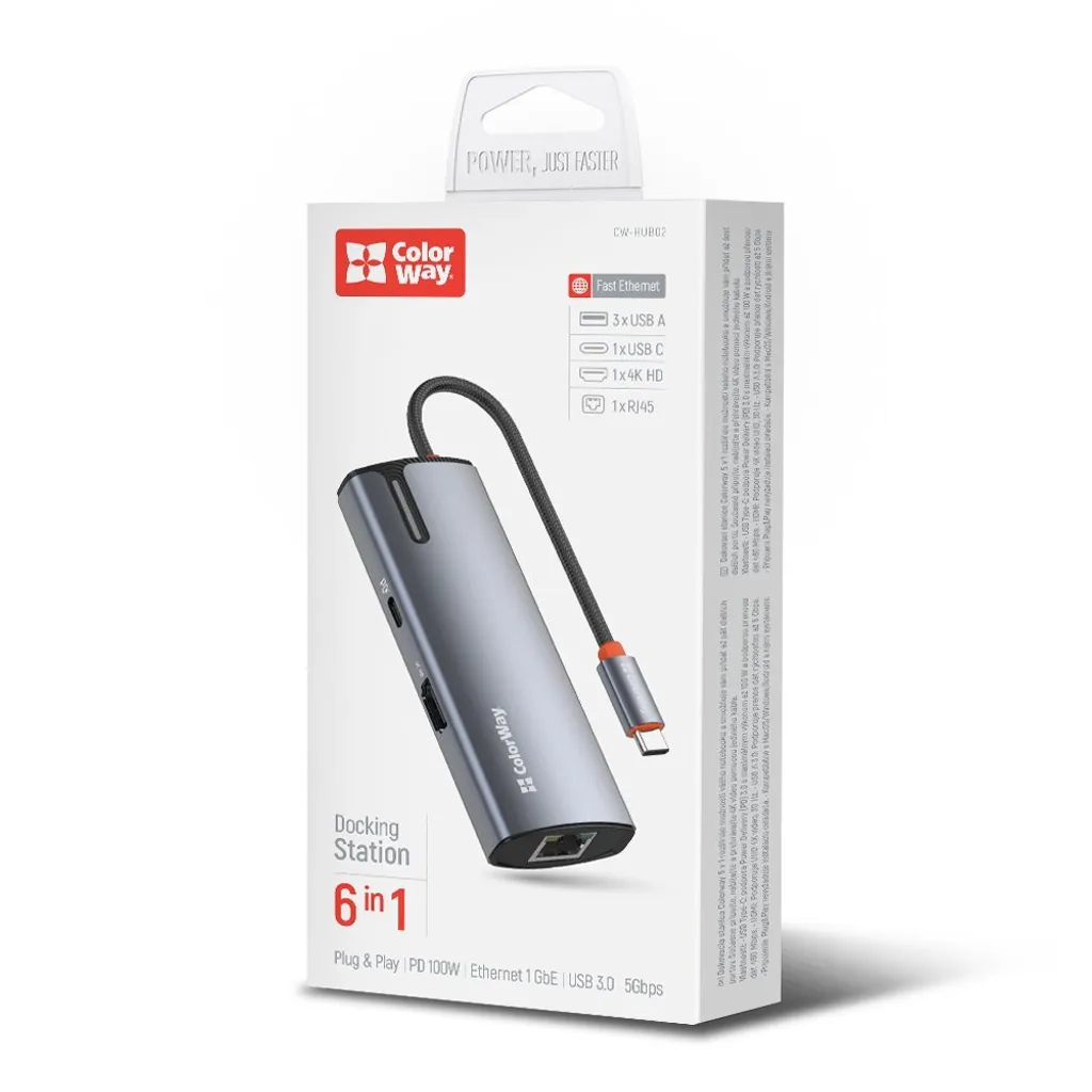 Plus de ports USB ? Solution Hub ColorWay 6-en-1 CW-HUB02 100W PD