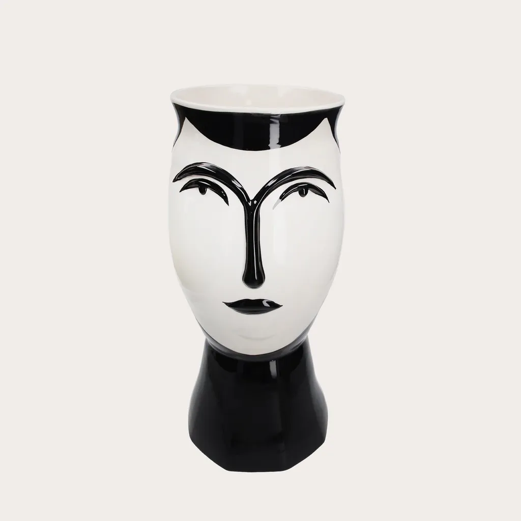 KEYHOMESTORE Vase Volto Moderno en Céramique Noir et Blanc 25cm