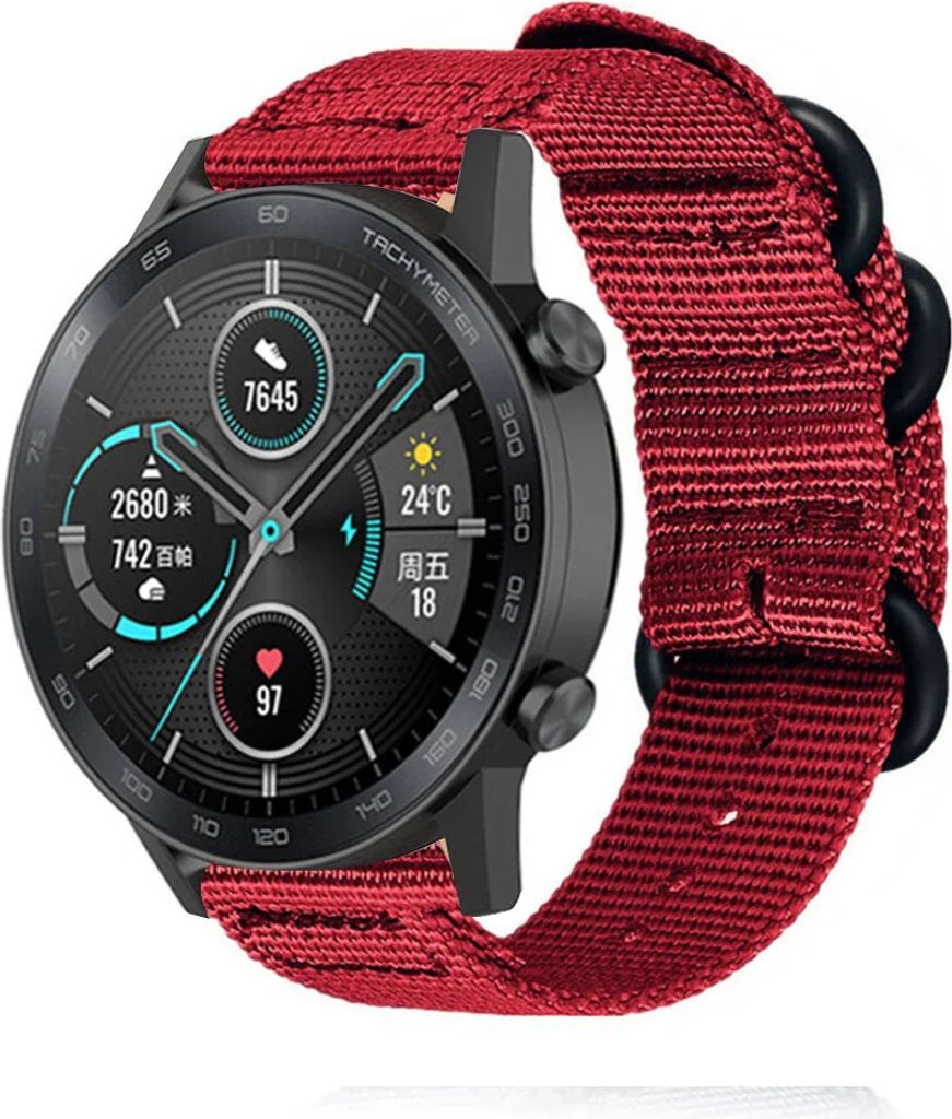 Strap-it Honor Magic Watch 2 Nylon Schnallenarmband (Rot)