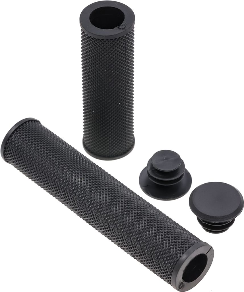 DDK Fahrrad Lenker Griffe 130/90mm Rund Steckgriff Schwarz mit Endkappen